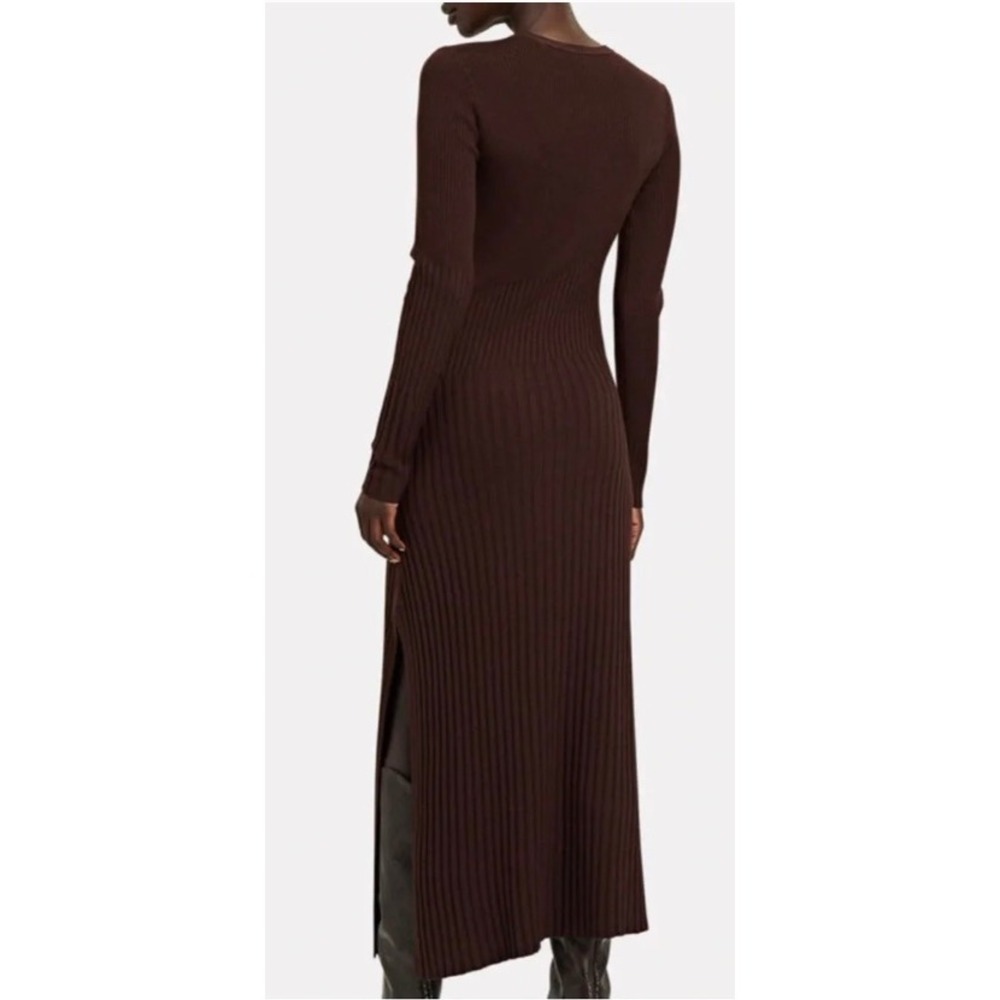 A.L.C. Emmalynn Rib Knit Merino Wool Midi Dress Brown Size Small - Picture 14 of 16